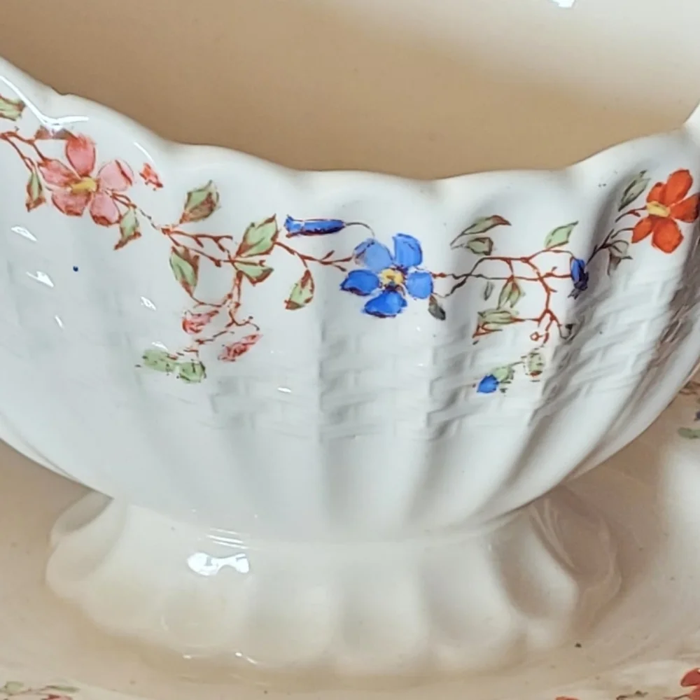 Dale Wicker Pattern Gravy Boat By Spode